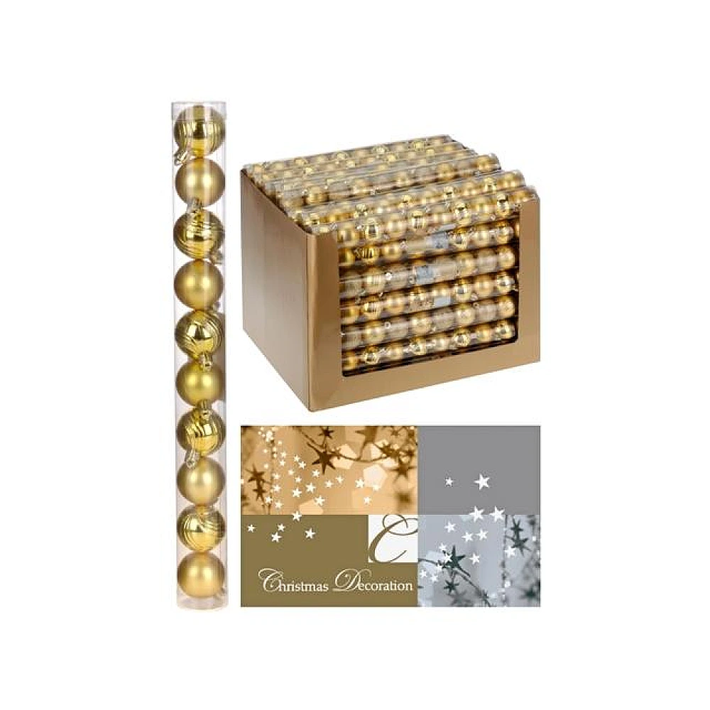 Set globuri pentru brad 10X40mm, aurii, in tub