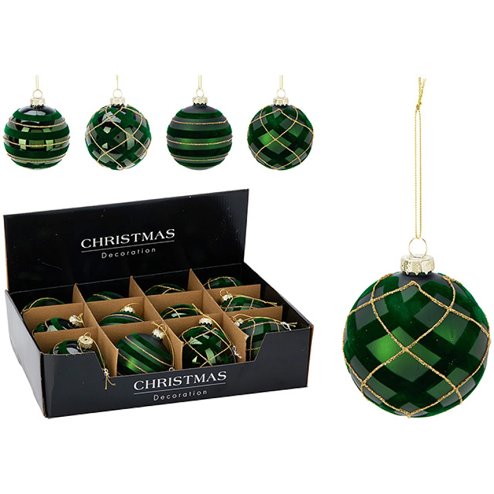 Glob pentru brad de Craciun din sticla 80 mm 