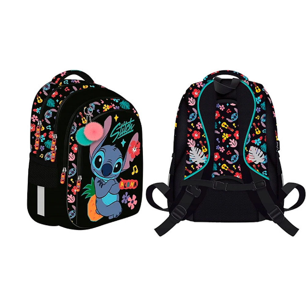 Ghiozdan scolar Stitch Black Aloha 28X18X40 cm