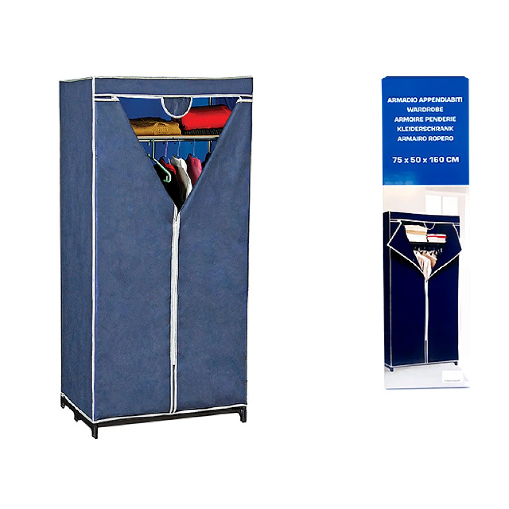 Dulap-organizator cu 2 sectii 160X75X50 cm, albastru, textil