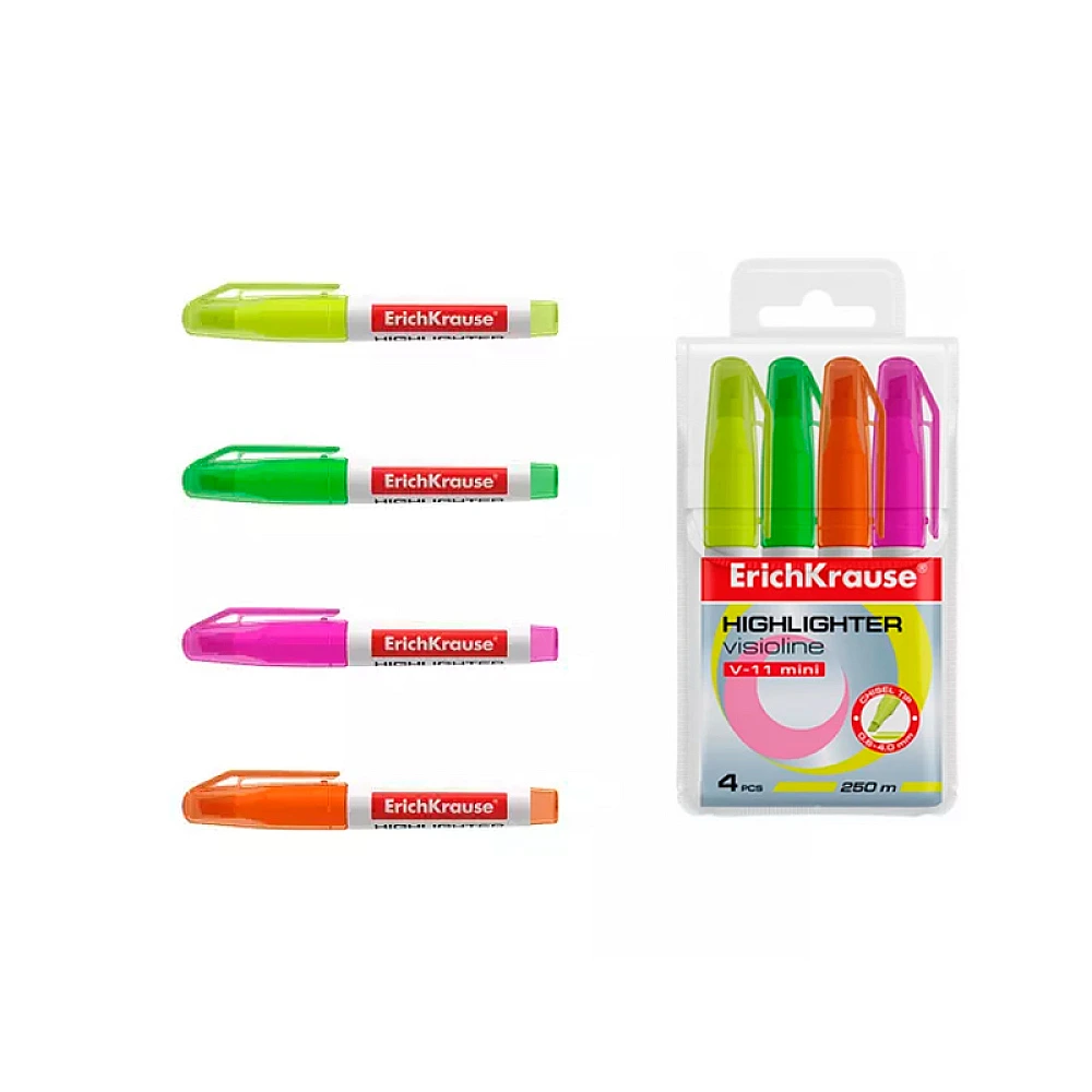 Set textmarkere 4buc ErichKrause Visioline V-11 Mini Neon