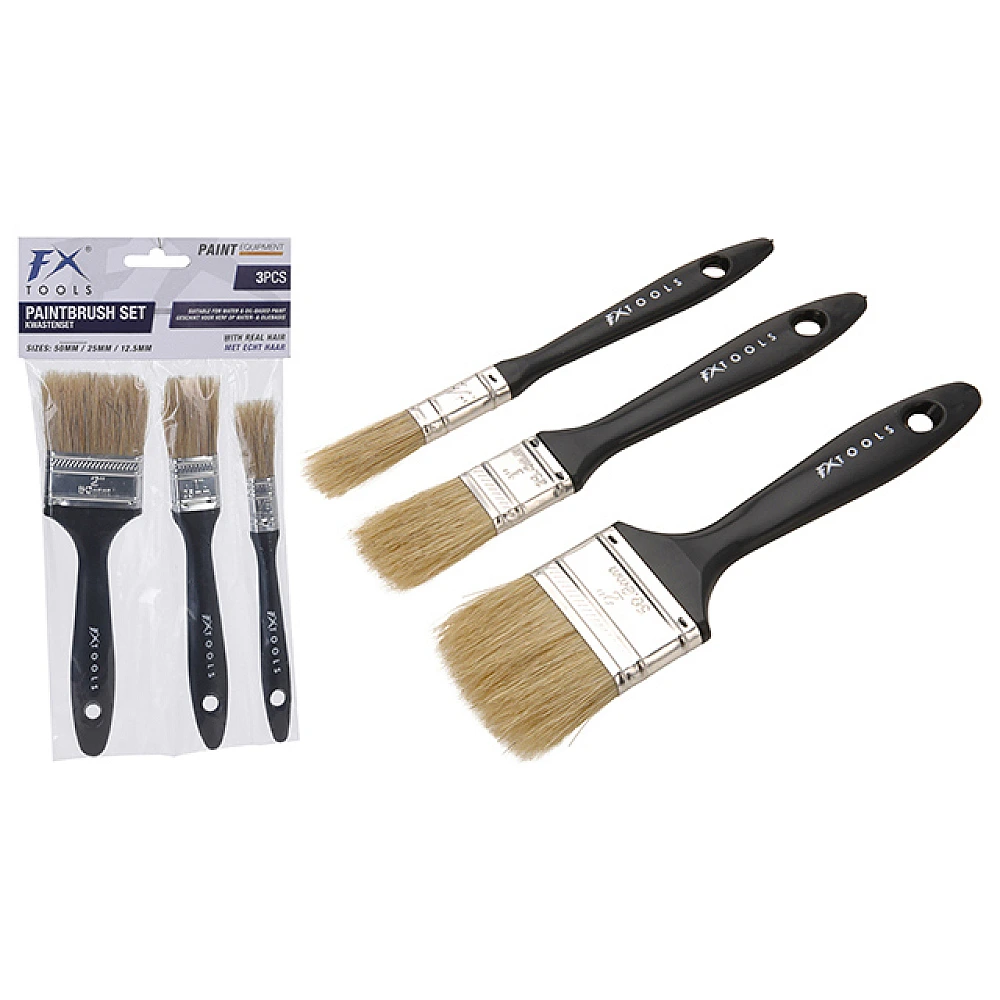 Set perii de uz casnic 3 buc FX, cu peri naturali, maner din plastic
