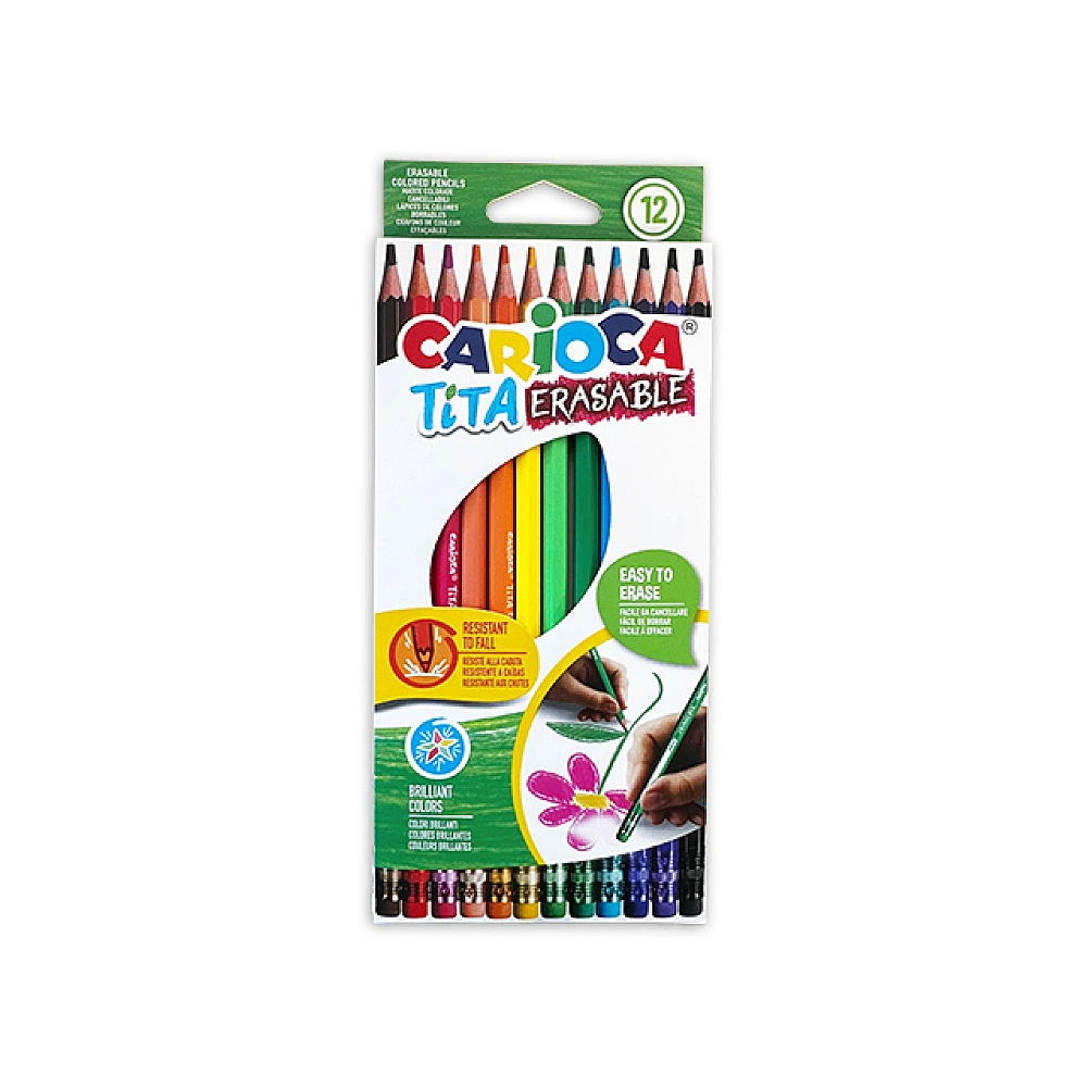 Set de creioane colorate Carioca Tita Erasable 12 buc