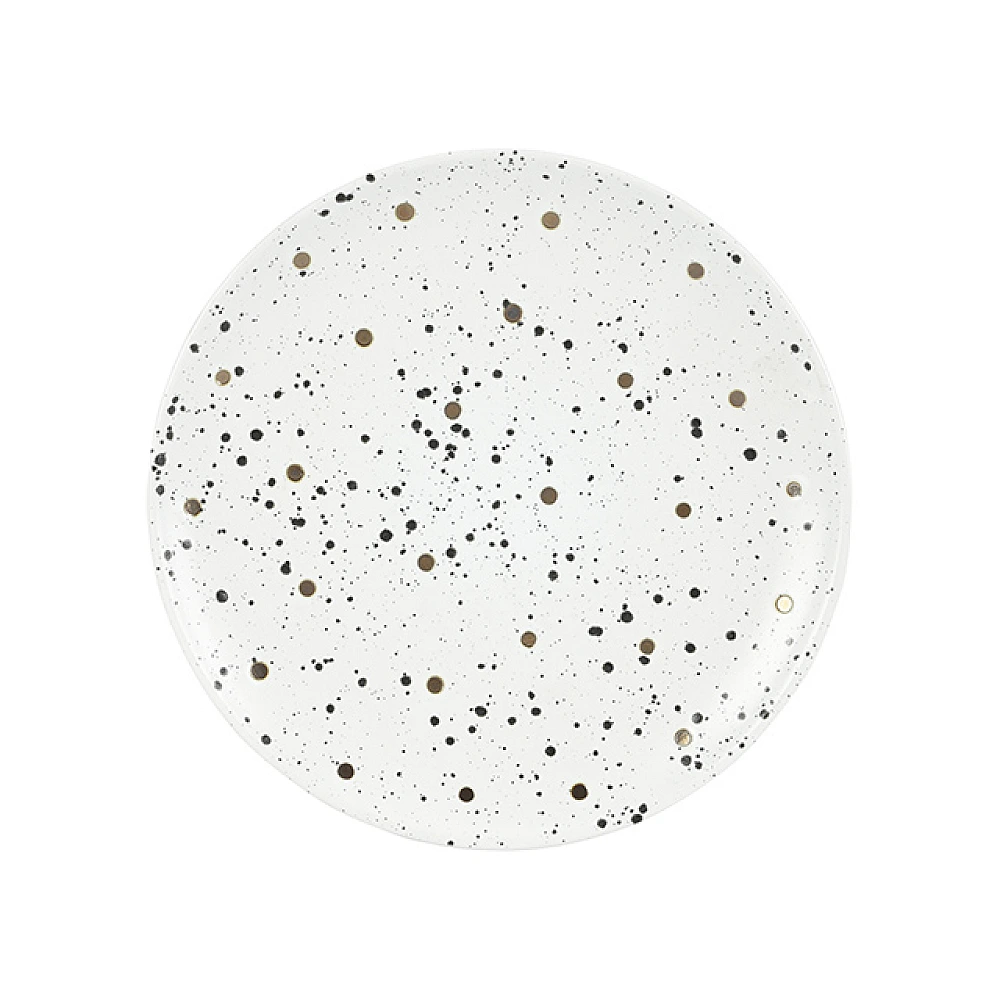 Farfurie de deser 20.5cm Metallic Speckle ”Buline”, alba