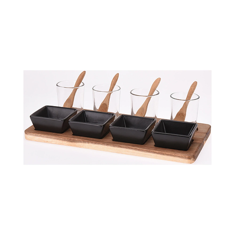 Set pentru aperitiv EH 13 unitati, suport din lemn 28.5X15cm