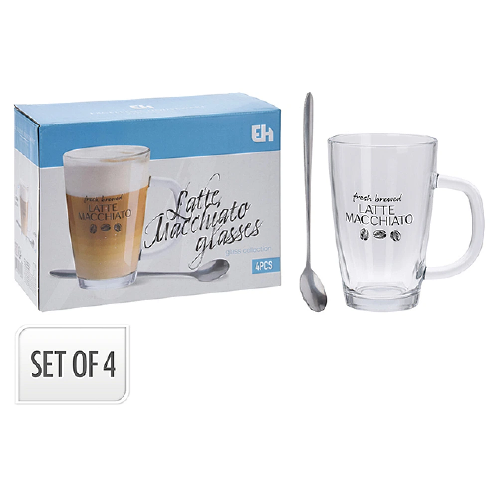 Set 2 cani pentru macchiato 300 ml + 2 linguri