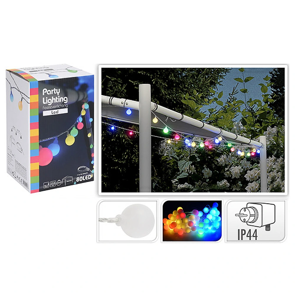 Ghirlanda luminoasa decorativa 80LED multicolora, 16m, D2.5cm
