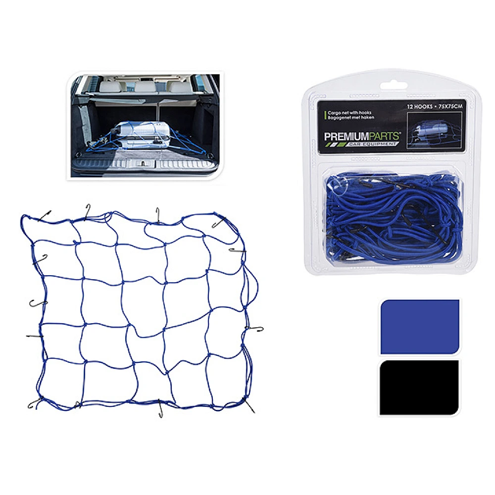 Plasa auto de fixare a bagajelor 75X75cm, 12 carlige