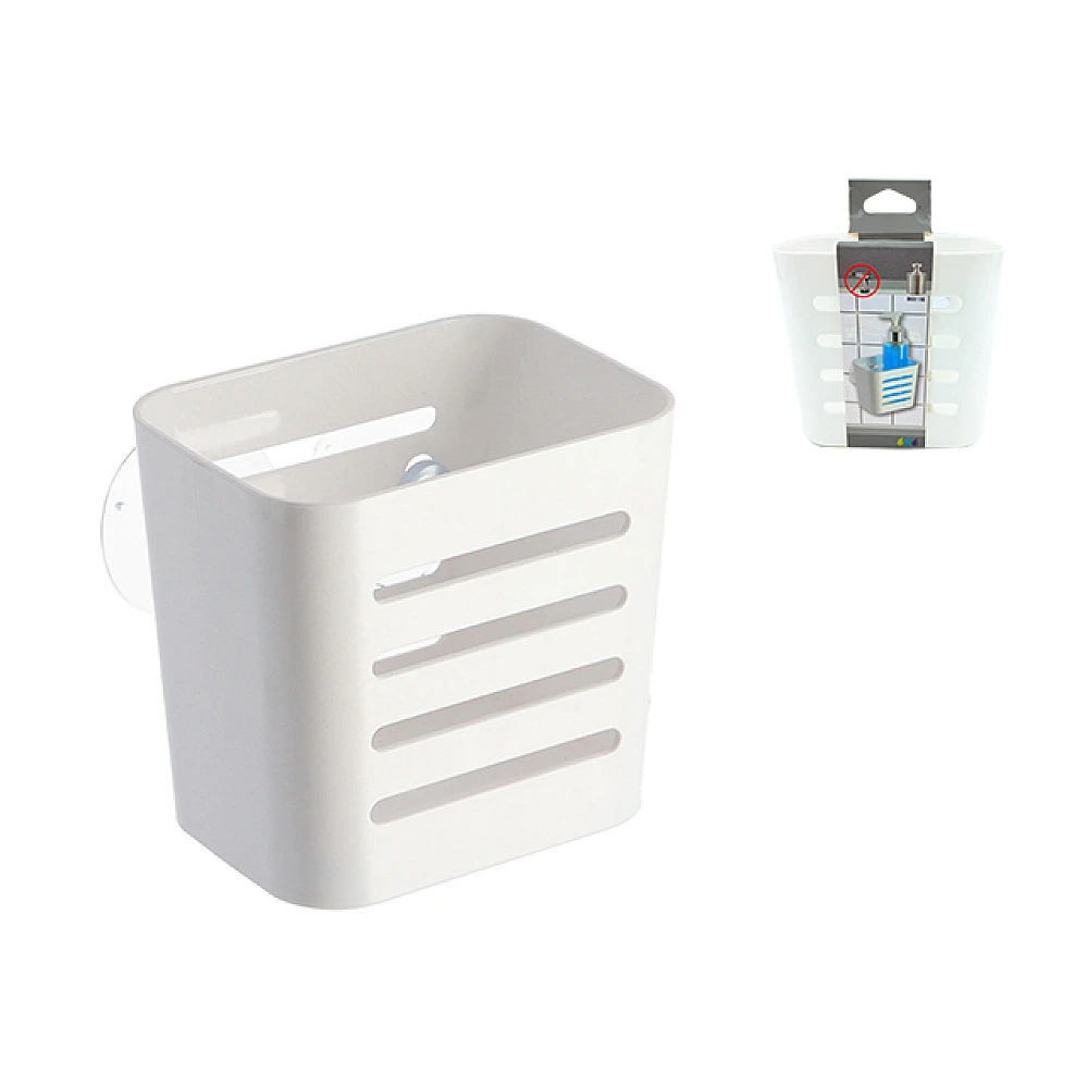 Cos pe ventuze Tendance Mala 10X8X10.8cm, alba, plastic