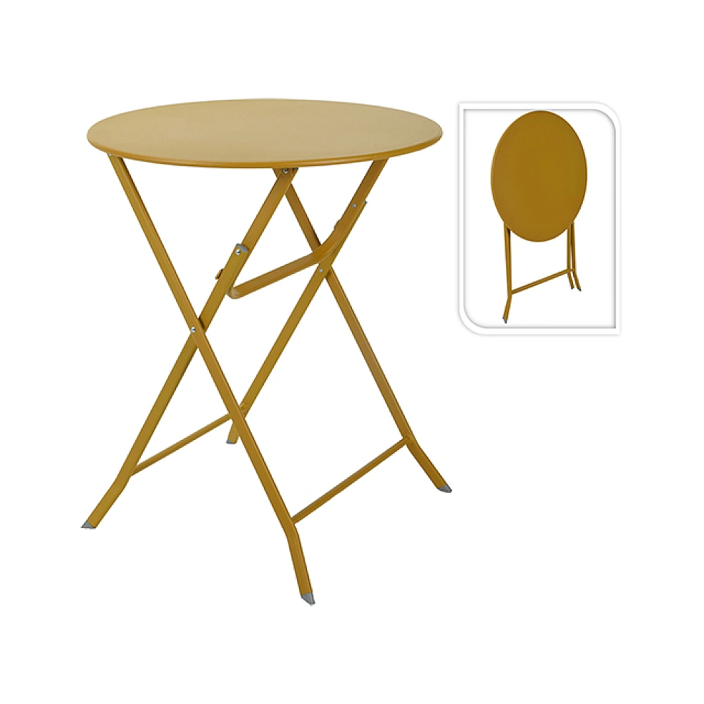 Masa plianta D60cm,H70cm, metal, galben-verzui