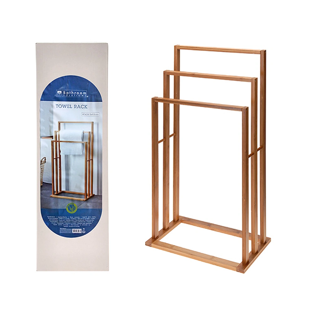Suport pentru prosoape cu 3 nivele Bathroom, 40X24.5X82cm, bambus