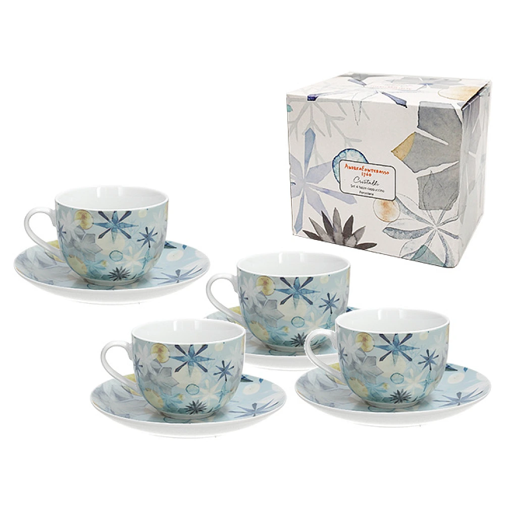 Set 4 cani cu farfurioare Andrea Fontebasso Cristalli, portelan