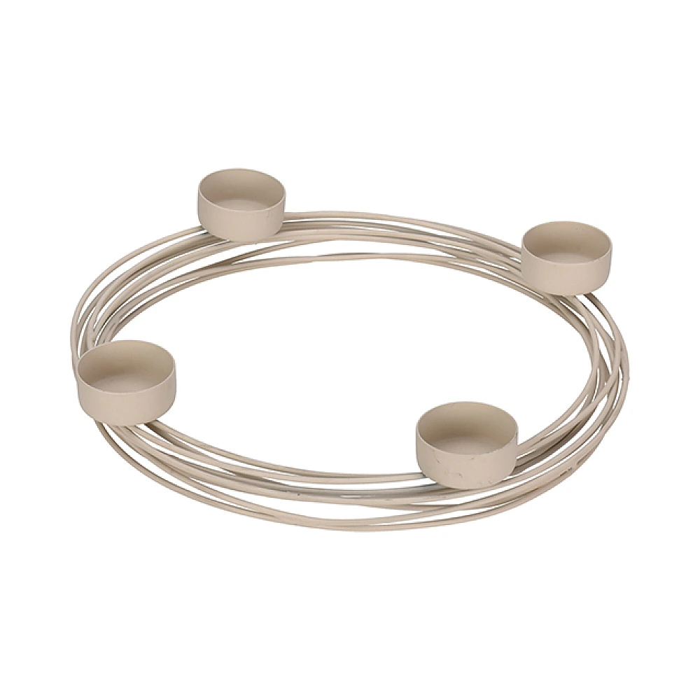 Sfesnic metalic pentru 4 lumanari D26cm, fildes