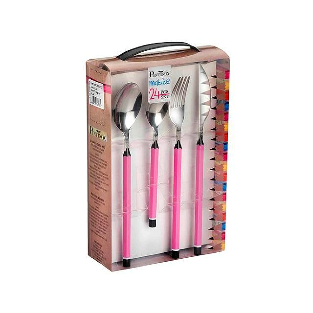 Set 24 de tacamuri Pinti Matite, manere din plastic violet