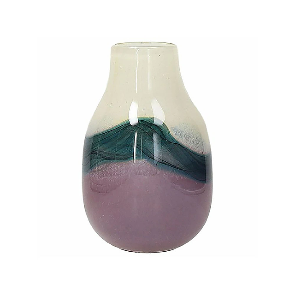 Vaza sticla AF Sonic H26cm, alb-albastru-roz