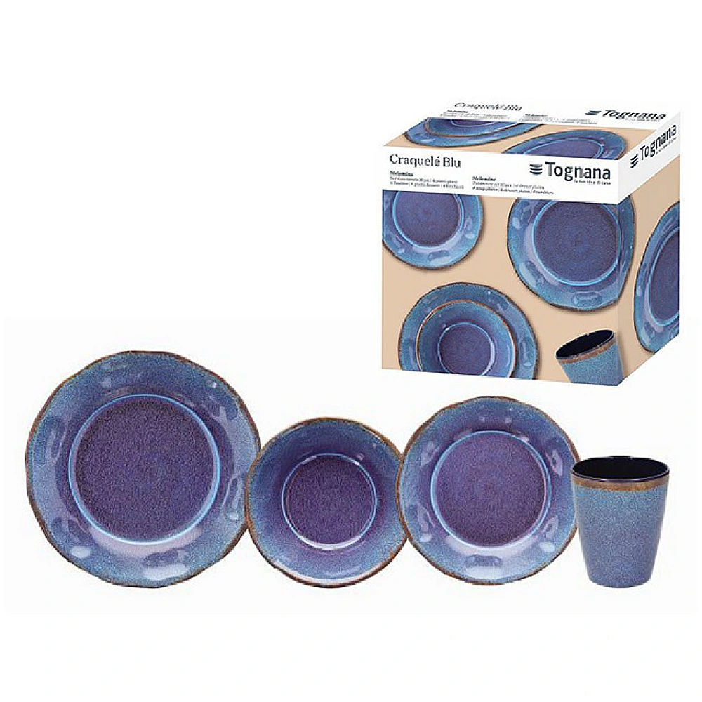 Set vesela Tognana Craquele Blu 16buc. melamin