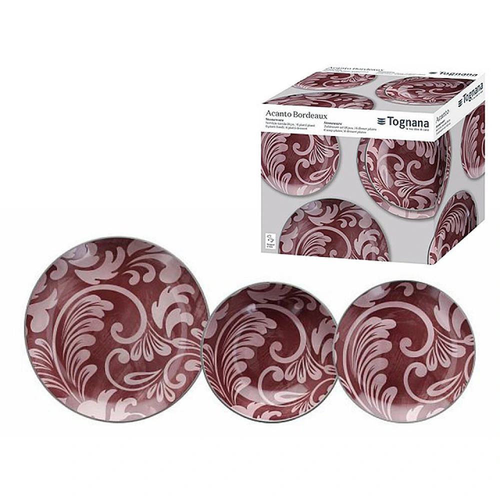 Set de vesela Tognana Acanto Bordeaux 18 piese, ceramica