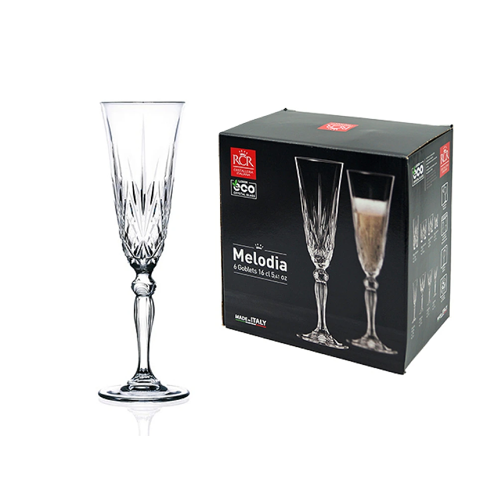 Set 6 pahare pentru sampanie Melodia, 160ml