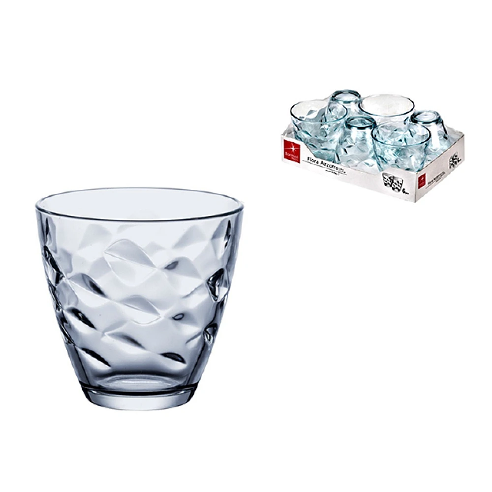 Set 6 pahare pentru apa Flora Acqua 260ml, albastre