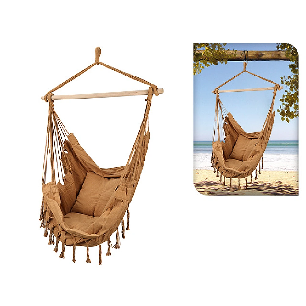 Hamac- scaun suspendabil textil 100X130 cm, max 120 kg, maro, poliester