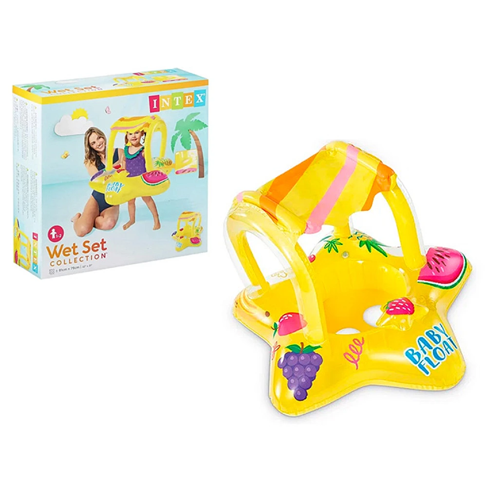 Cerc gonflabil cu decupaje pentru picioare și baldachin 81х79 cm, până la 15kg, 1-2 ani