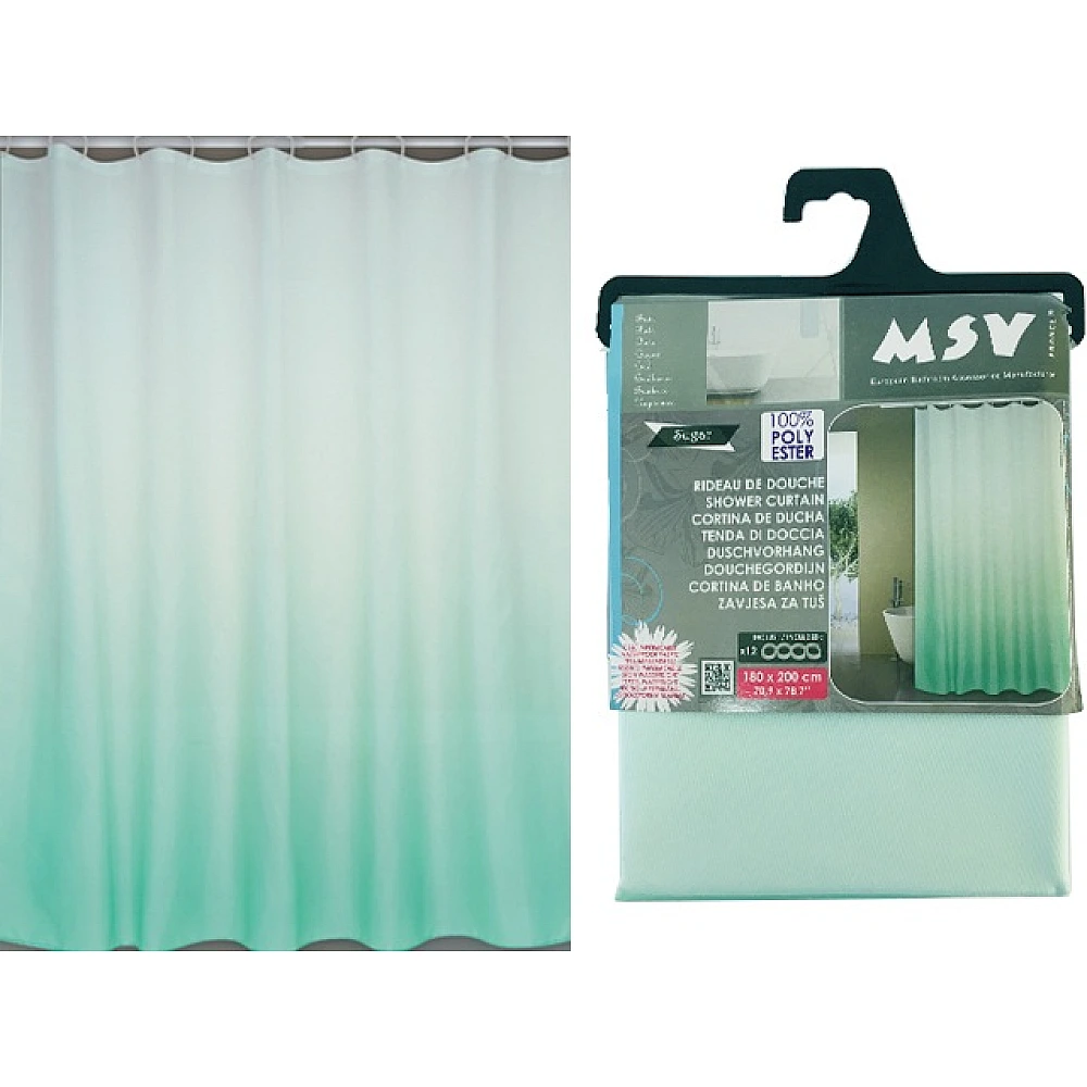 Perdea pentru dus 180X200cm MSV Sugar, verde, poliester