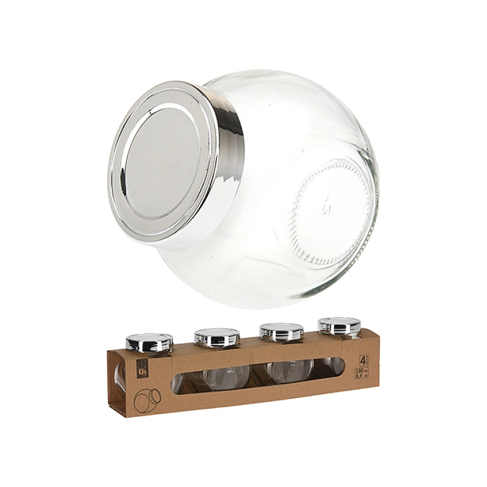 Set  de borcane din sticlă EH 4 buc, 0.19 L, 6 X8 cm