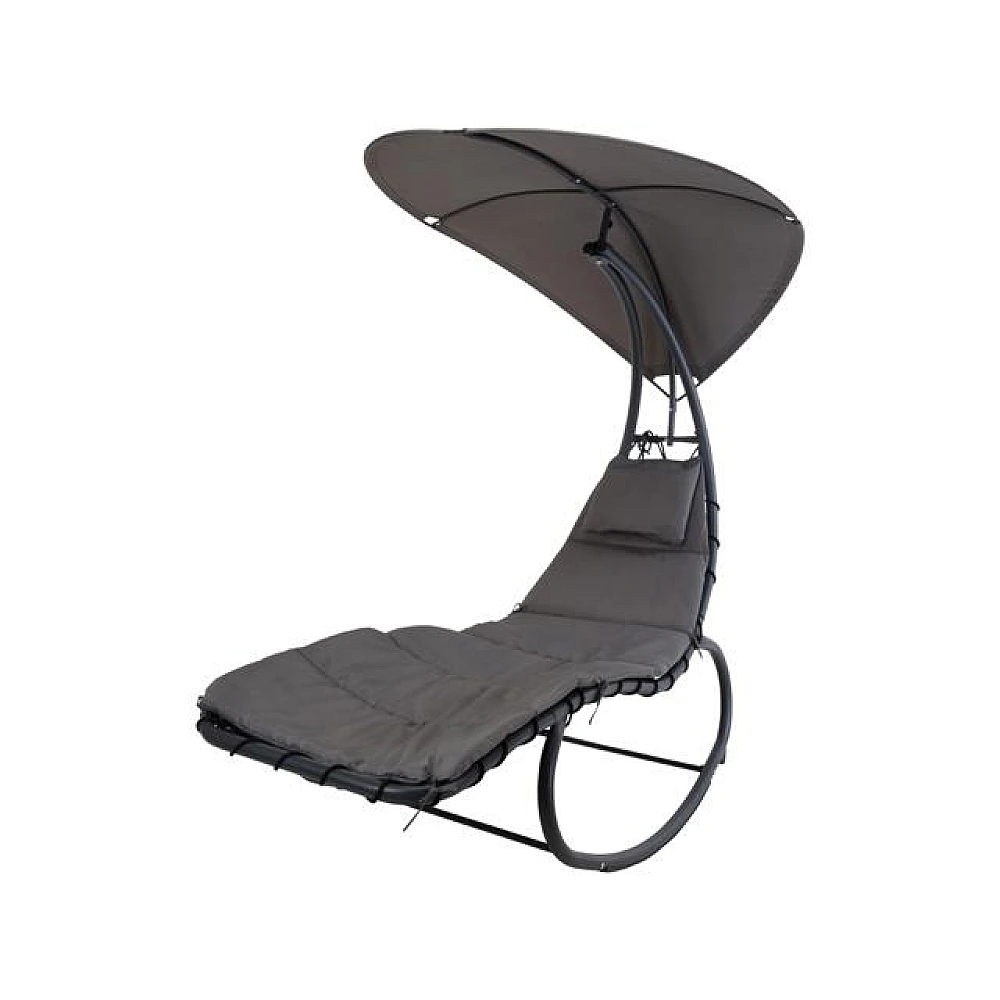 Scaun-balansoar suspendabil cu umbrela din otel 195X90X185cm, gri