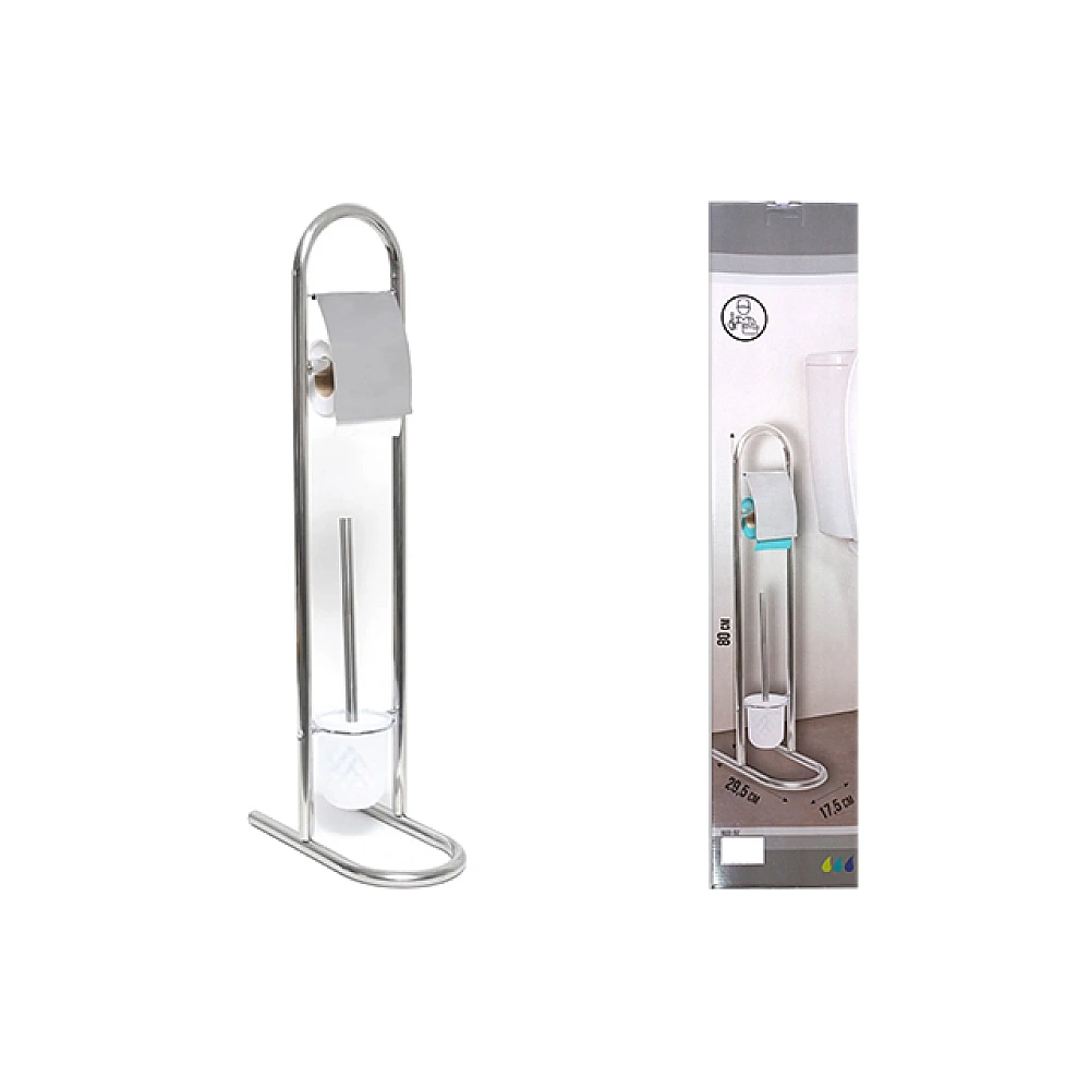 Perie WC cu suport si suport pentru hârtie Tendance H80cm, crom