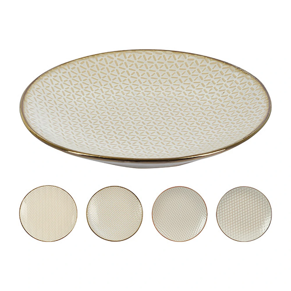 Farfurie de desert 20cm Metallic Glazed Rim, ceramica