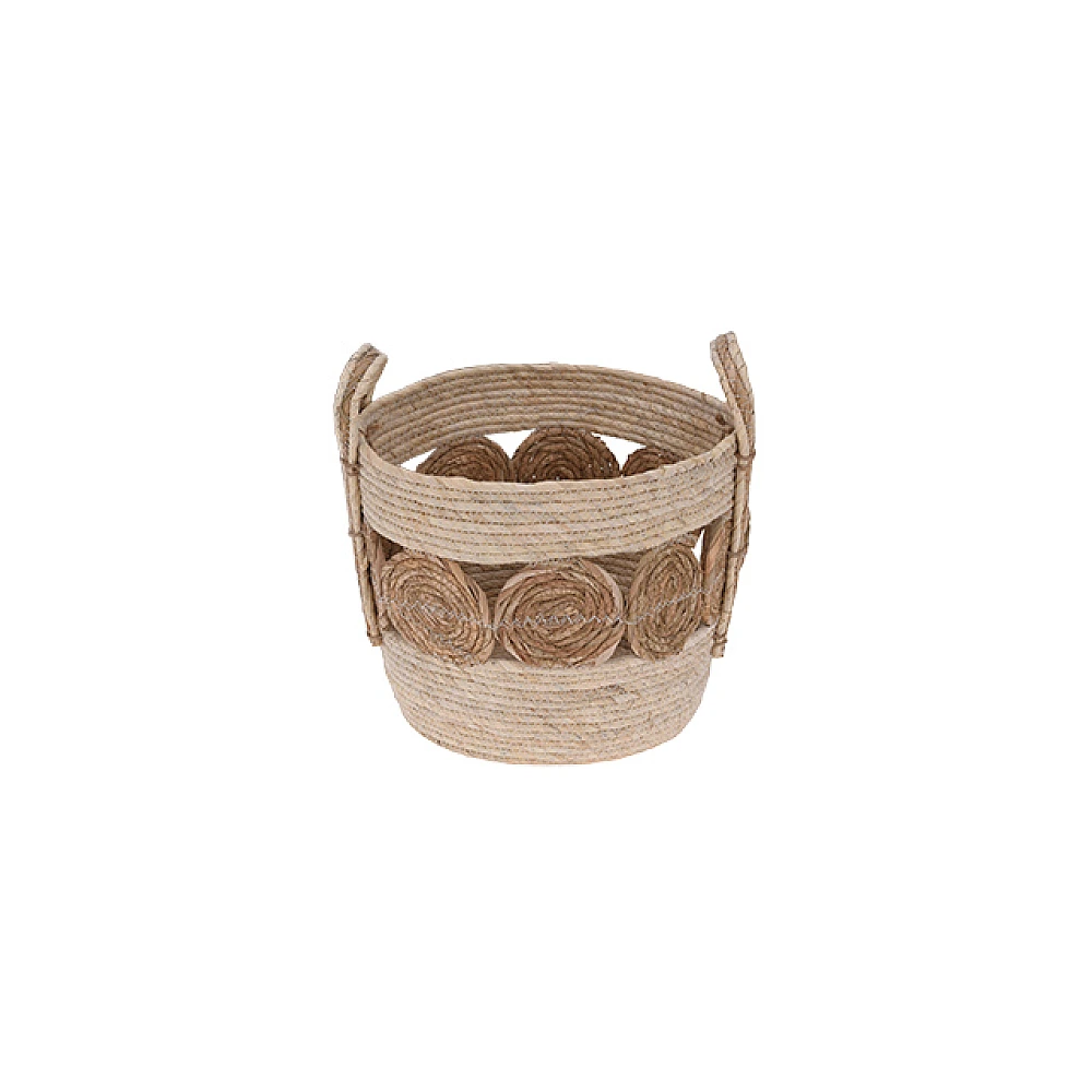 Cos împletit 22X17cm, cu mânere în doua culori