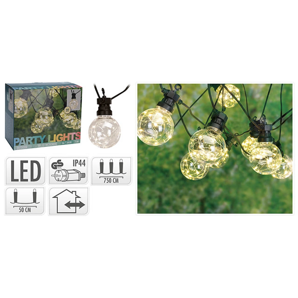 Ghirlanda luminoasa 10LED alb-cald 7.5m, G50, D5cm
