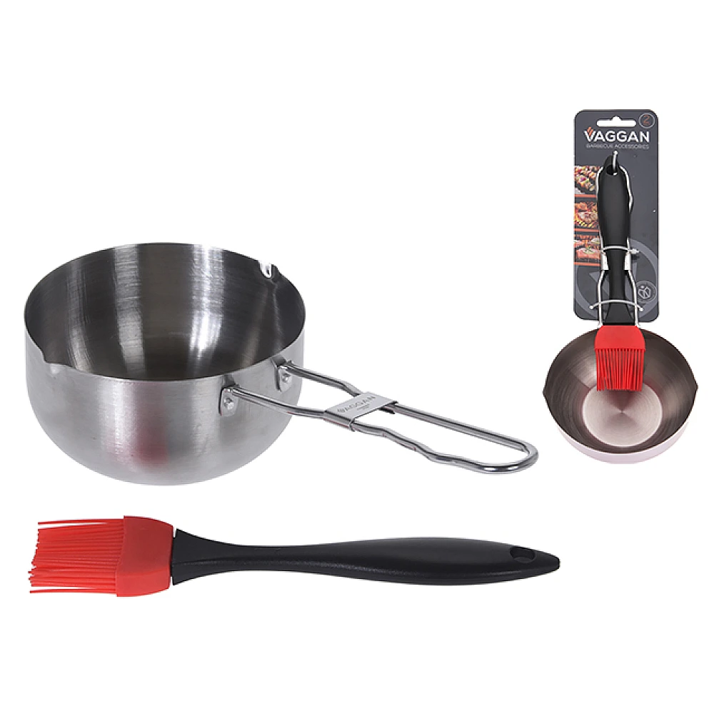 Set pentru sos Vaggan 2buc: oala D11X6cm, perie 21cm