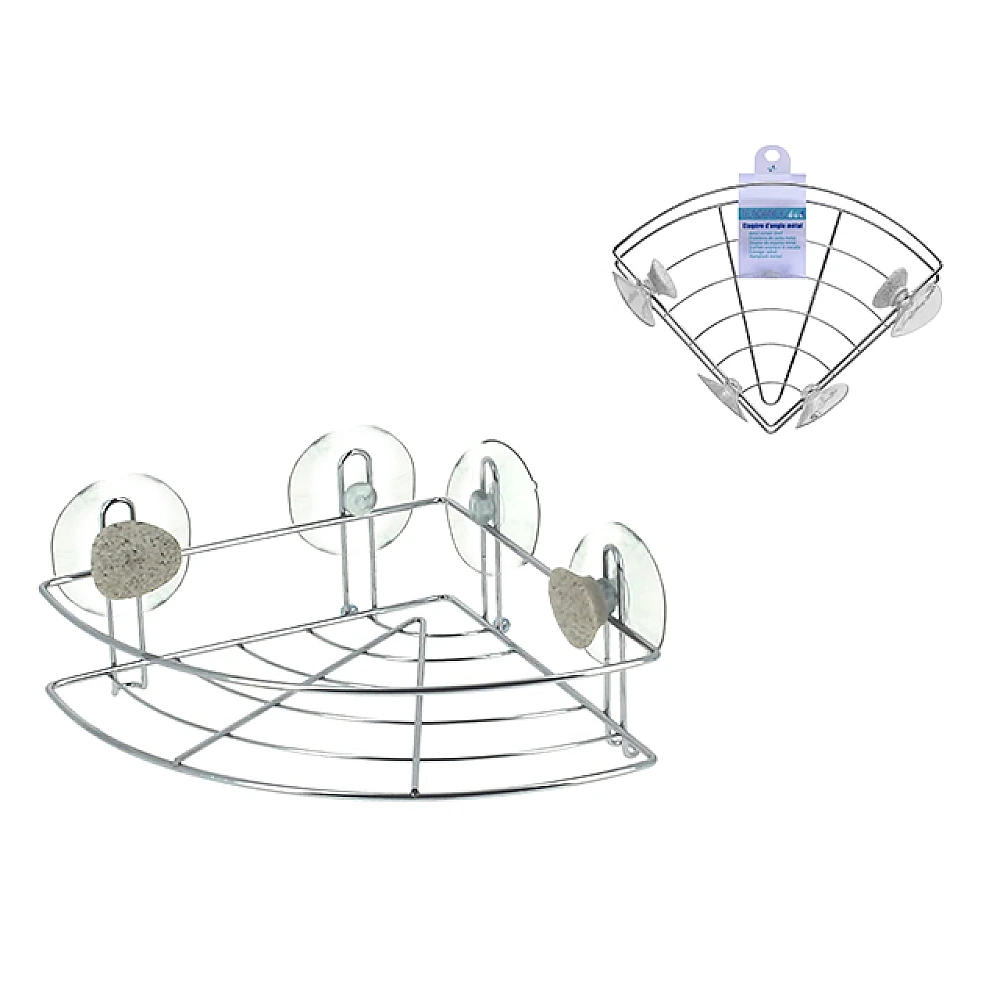 Raft de colt pe ventuze Tendance Piatra 19X19X10cm, inox