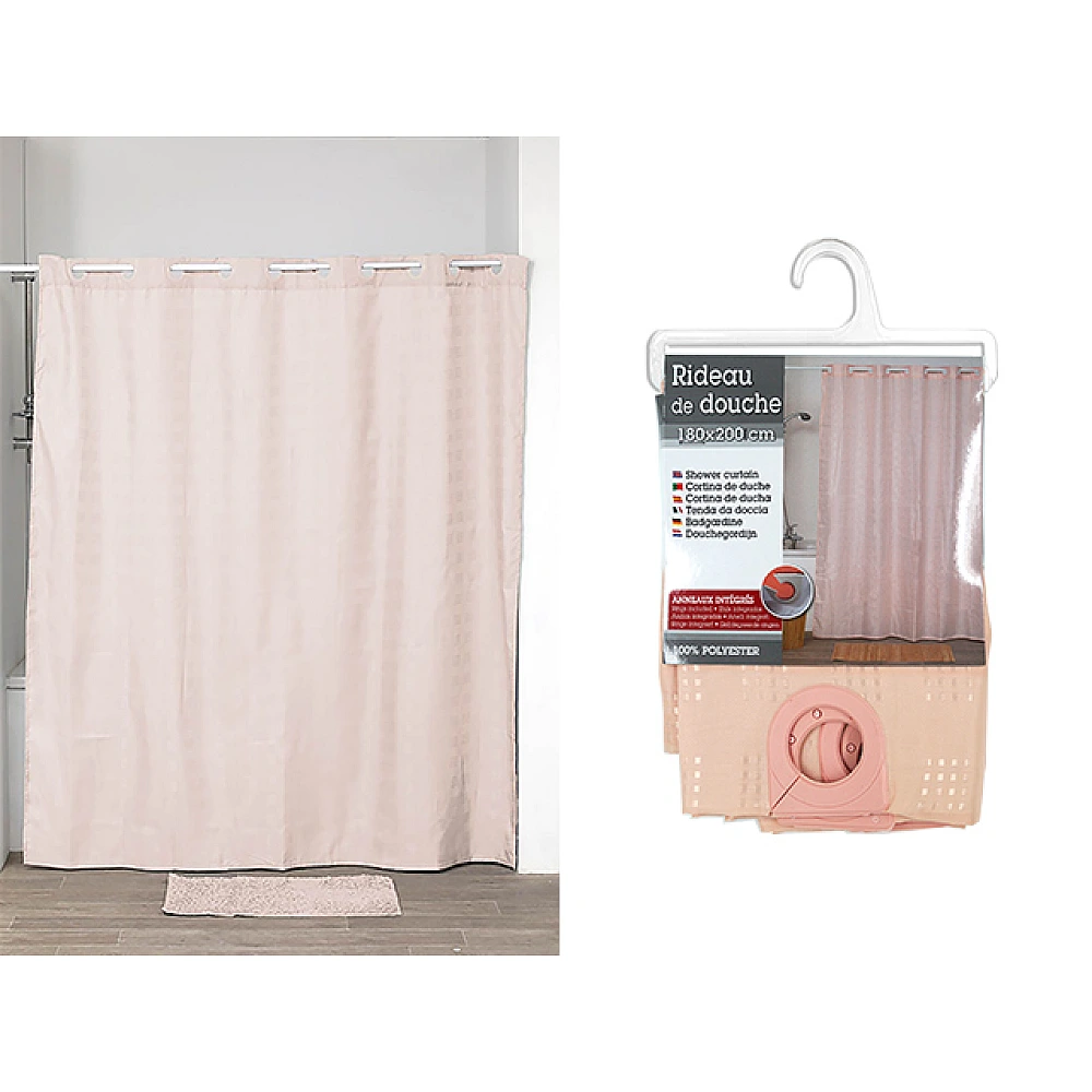 Perdea pentru dus 180X200cm Tendance Integriranim, roz, poliester