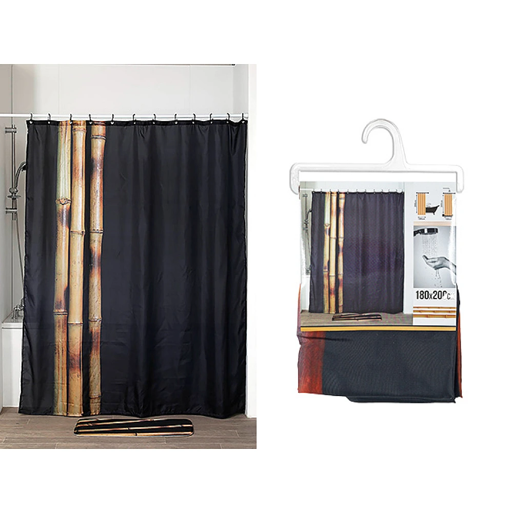 Perdea pentru dus 180X200cm Tendance, neagră ”Bath Time”, poliester