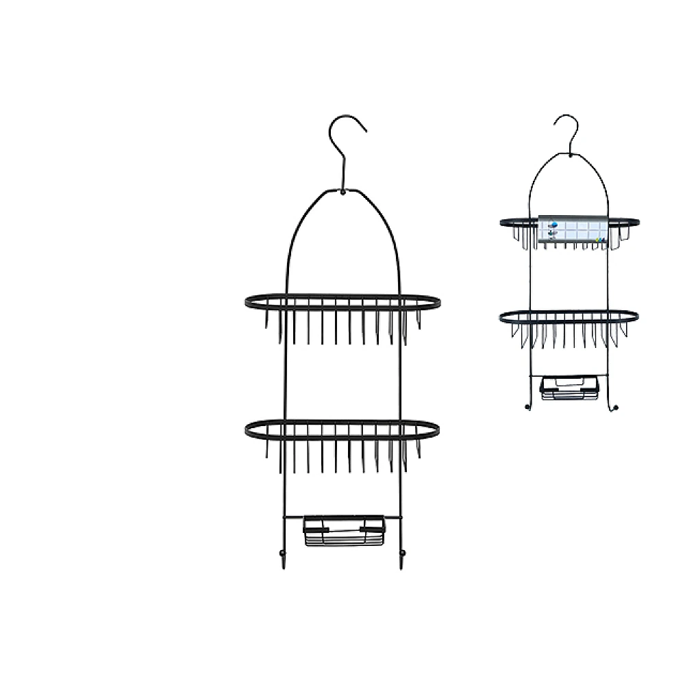 Raft portabil pe carlig cu 2 nivele oval Tendance 11X26X63cm, metal, negru