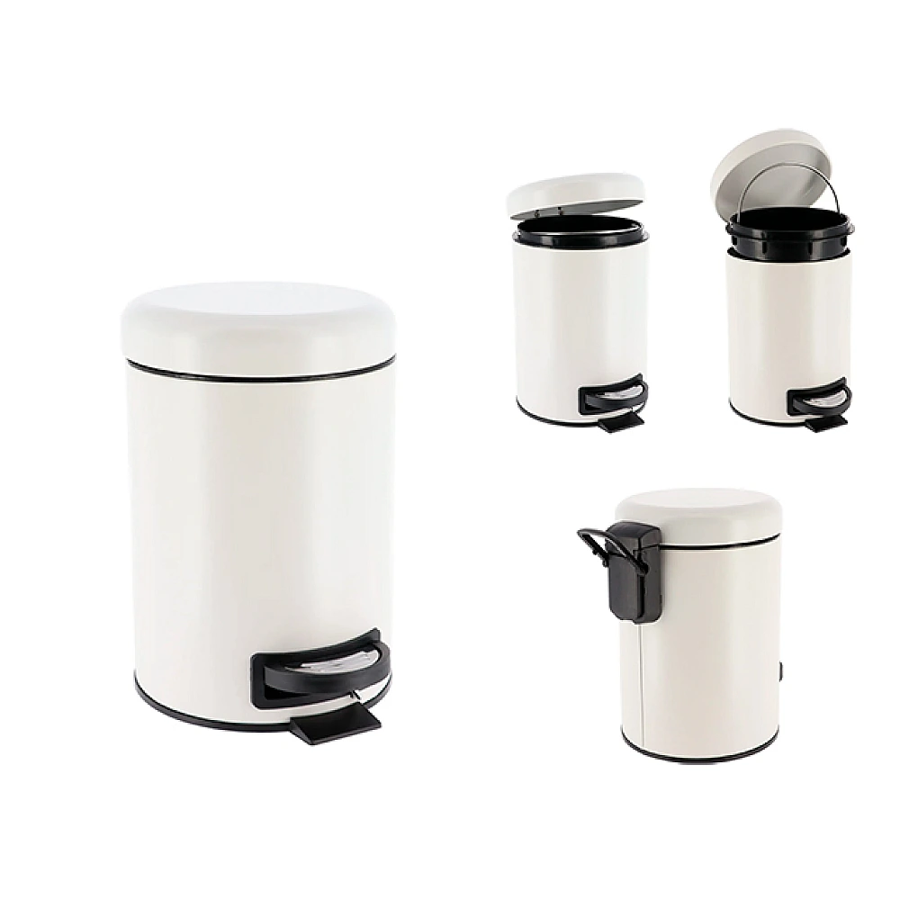 Cos pentru gunoi cu pedala Tendance 3l H25.5cm, metal, alb, soft close