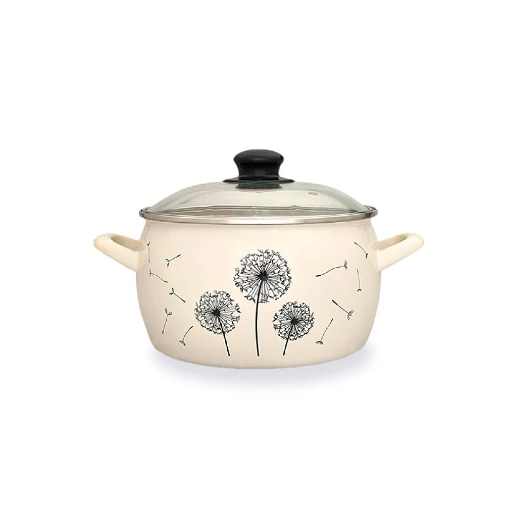 Cratita emailata Papadie 16cm, 2.4l, capac din sticla