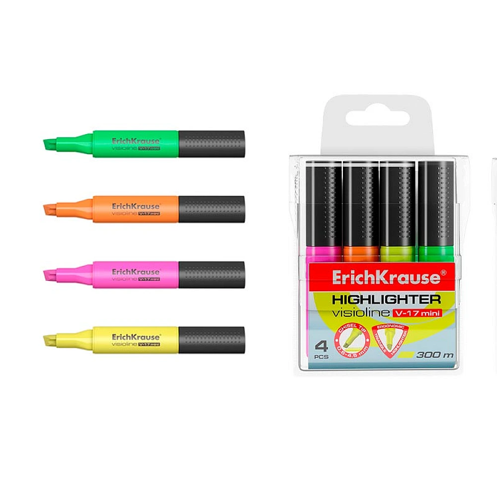Set textmarkere 4buc ErichKrause Visioline V-17 Mini