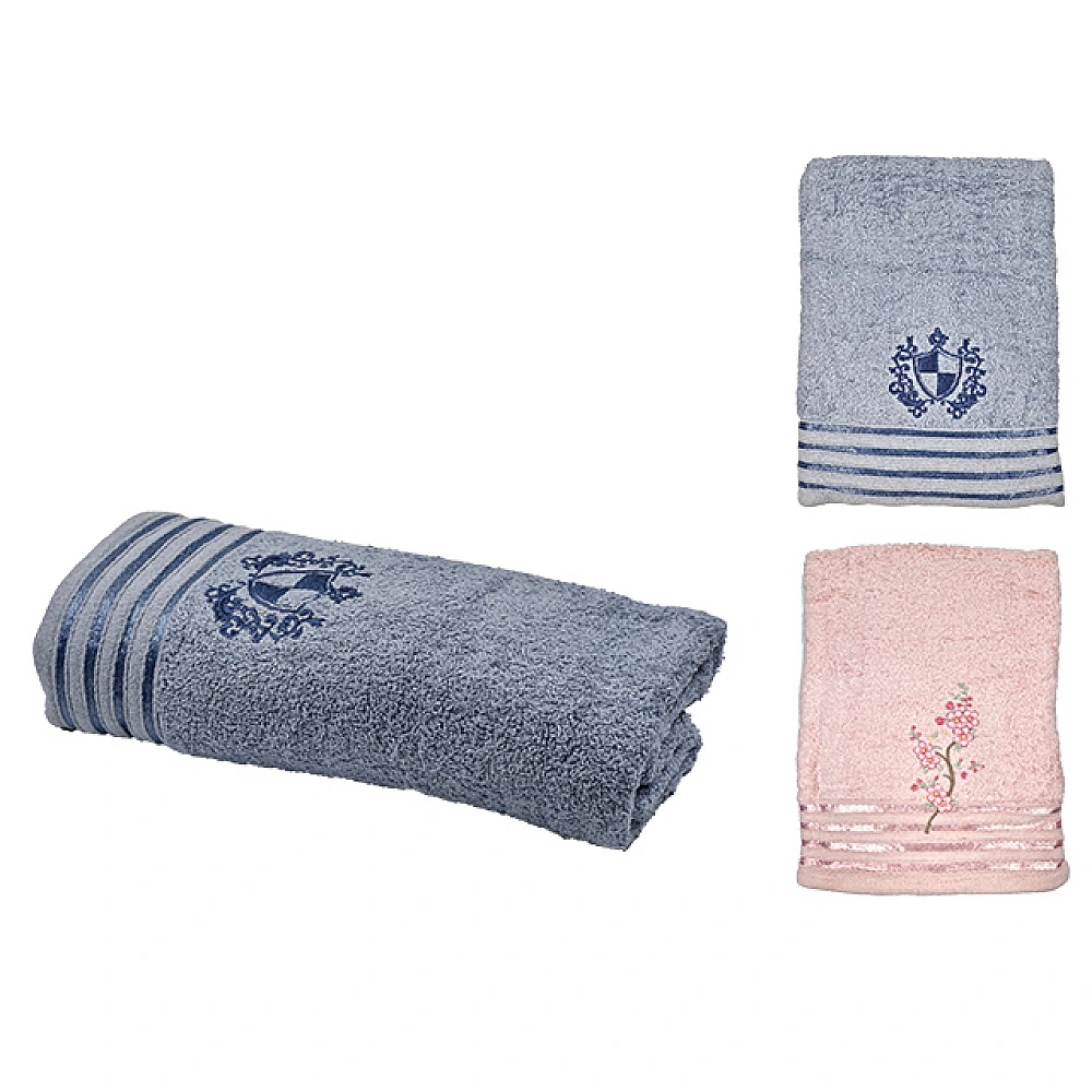 Prosop de baie 70X140 cm NH cu broderie, bumbac, 2 culori