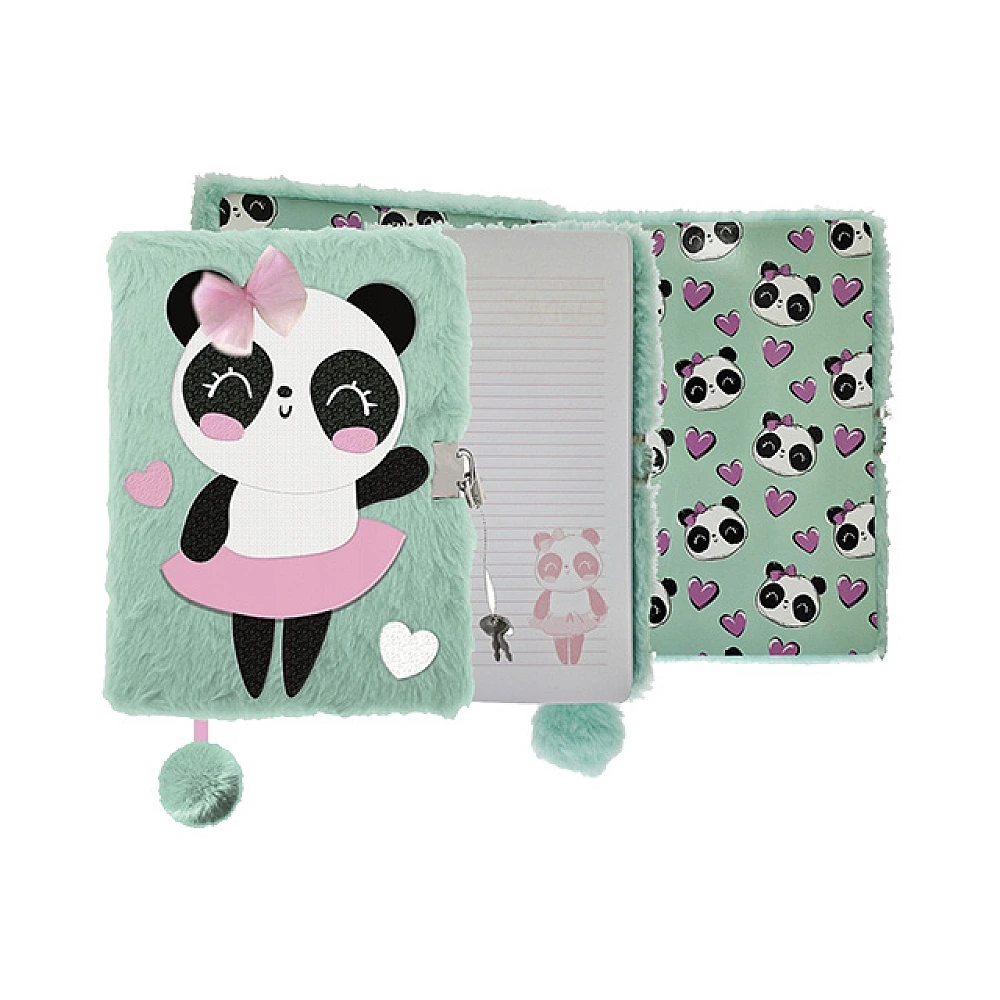 Jurnal cu lacat, A5, 96 foi, 3D Panda ballerina, coperta plus