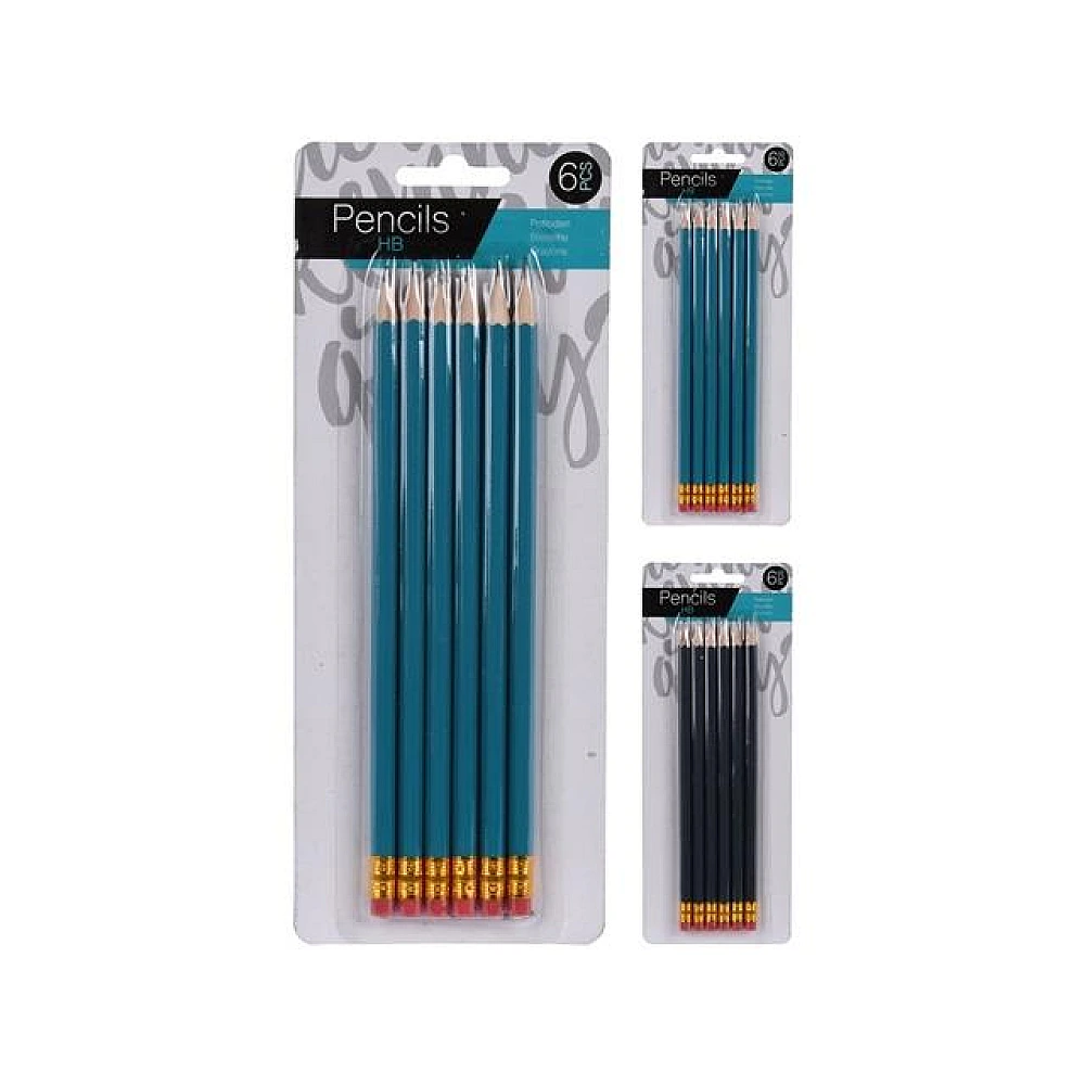 Set creioane simple 6buc, 19cm cu radiera