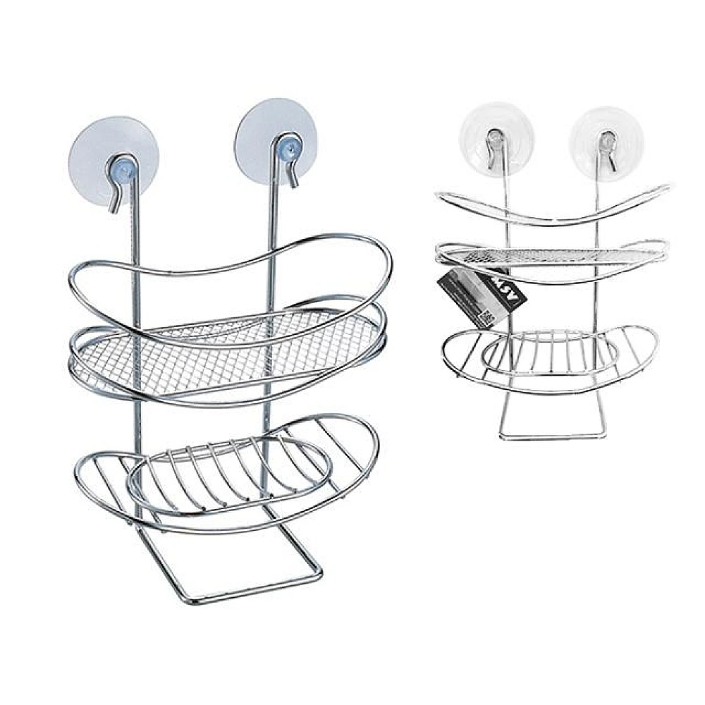 Raft oval cu 2 nivele pe ventuze, crom