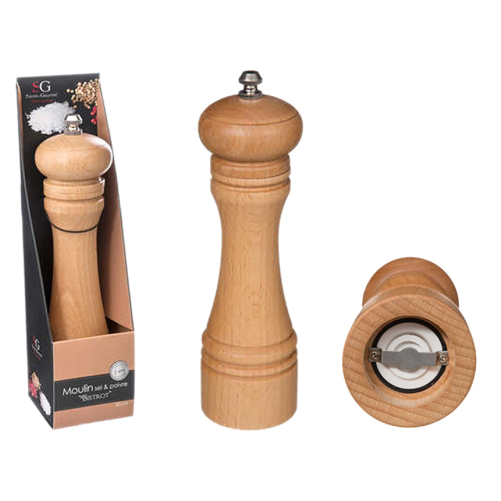 Rasnita pentru piper si sare SG D5.5X22.3cm, lemn