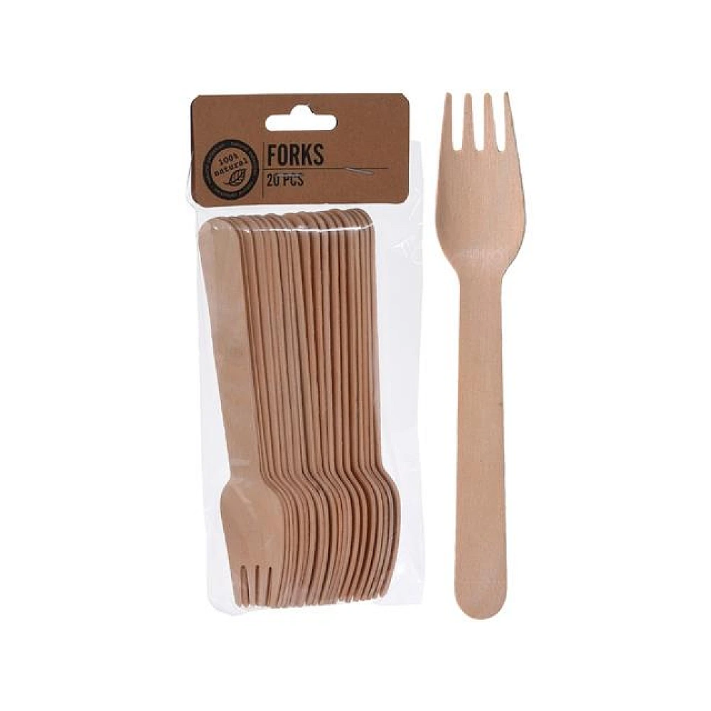 Set furculite Eco 20buc 16cm, din lemn