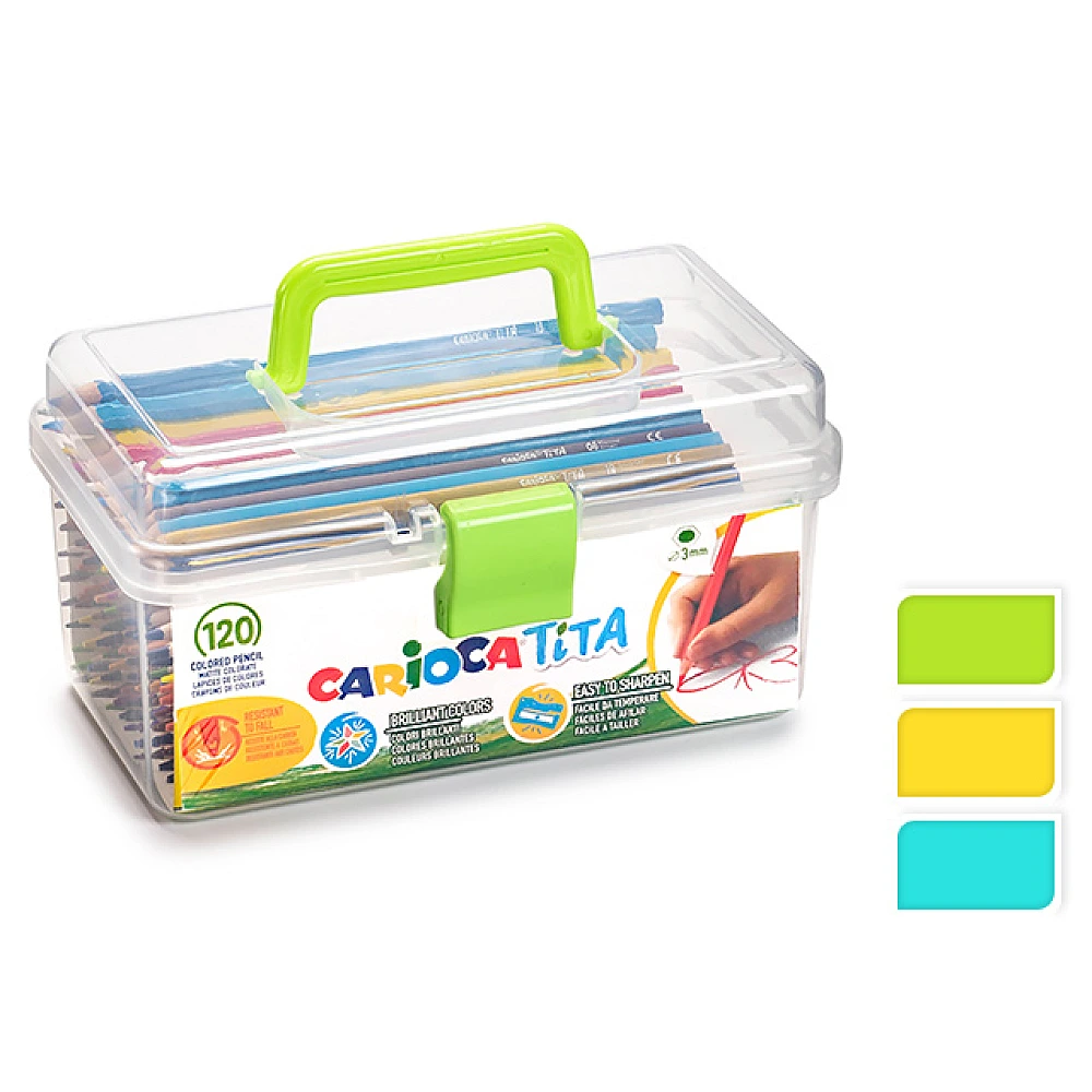 Set creioane colorate Carioca Tita 120 buc., în container de plastic