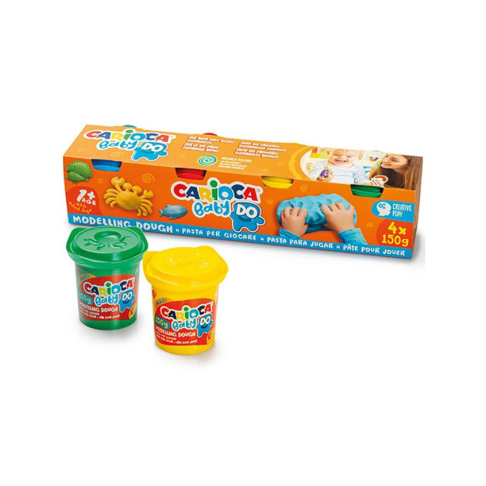 Set plastilină Baby Dough Carioca 4x150 gr/cutie