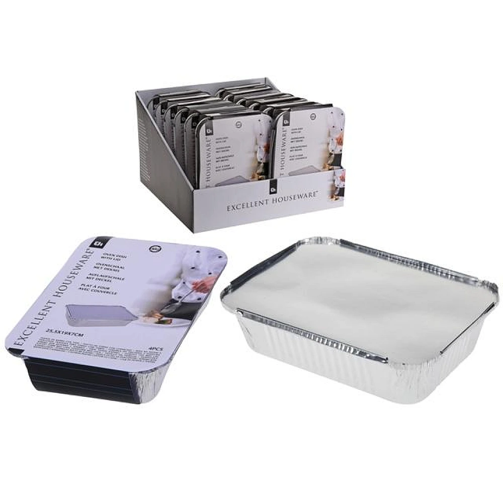 Forme din aluminiu cu capac EH 4buc, 25.5X19X7cm