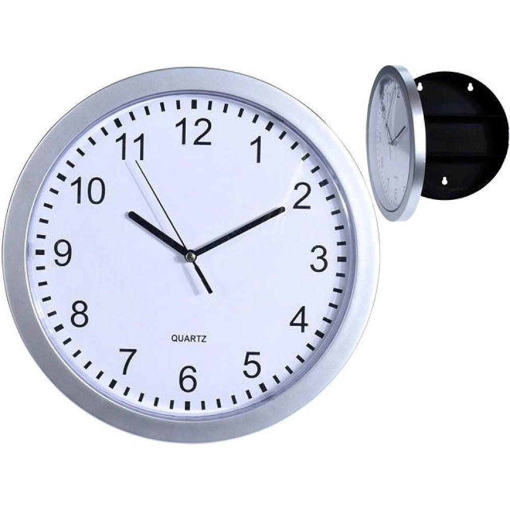 Ceas de perete rotund 25cm, H6.8cm cu safeu, plastic